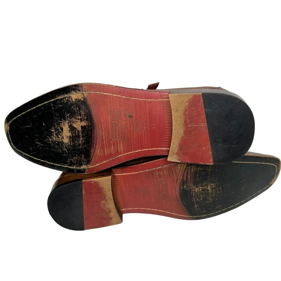 Steven Land Cognac Genuine Leather Slip-On Shoes With Triple Monk Straps Sz: 11M main image 8
